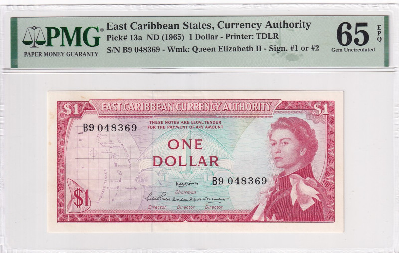 East Caribbean States, 1 Dollar, 1965, UNC, p13a

PMG 65 EPQ, Queen Elizabeth ...