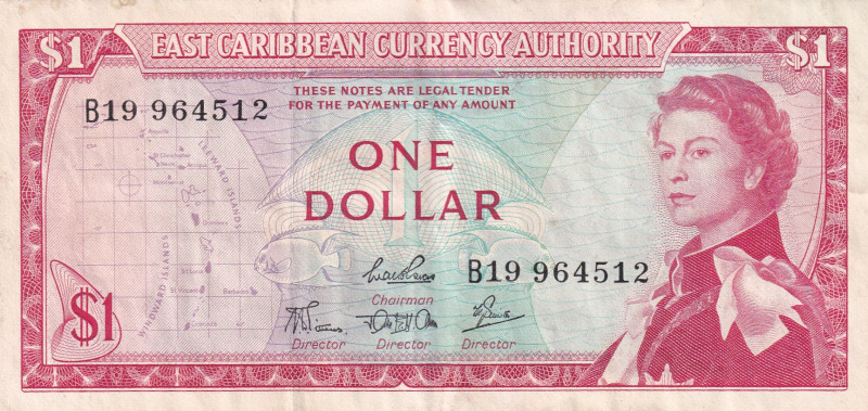 East Caribbean States, 1 Dollar, 1965, XF(+), p13c

There are wear on the edge...