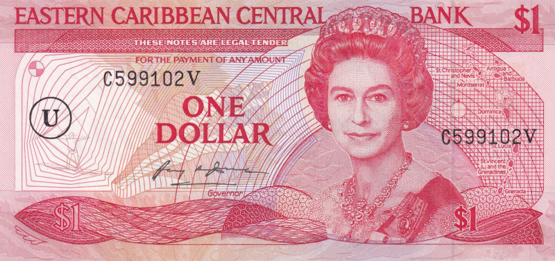 East Caribbean States, 1 Dollar, 1985/1988, UNC, p17u

Queen Elizabeth II Port...