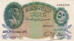 Egypt, 50 Piastres, 1942, AUNC(-), p21b