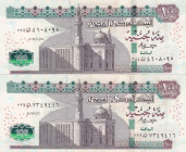 Egypt, 100 Pounds, 2022, XF(+), p76f, (Total 2 banknotes)