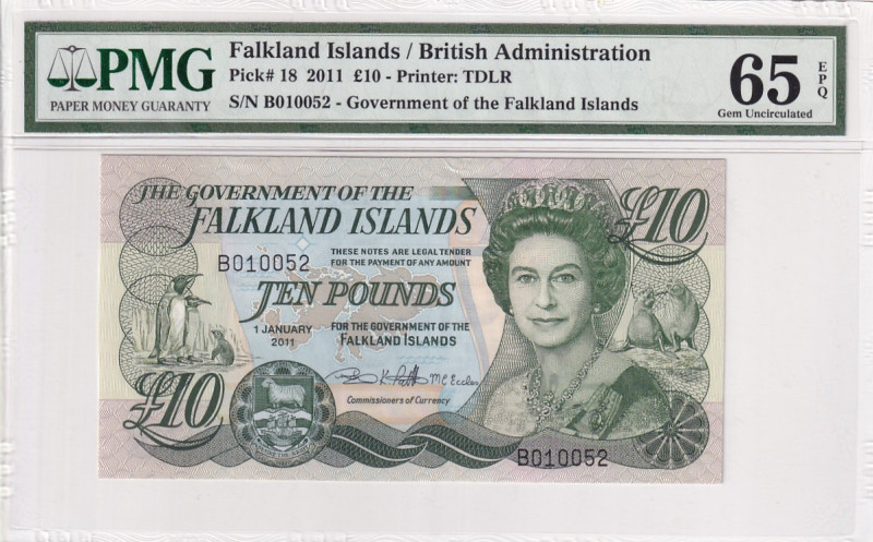 Falkland Islands, 10 Pounds, 2011, UNC, p18

PMG 65 EPQ, Queen Elizabeth II Po...