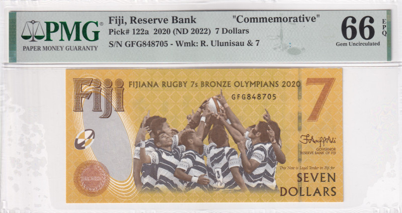 Fiji, 7 Dollars, 2022, UNC, p122a, Commemorative Banknote

PMG 66 EPQ, Issued ...