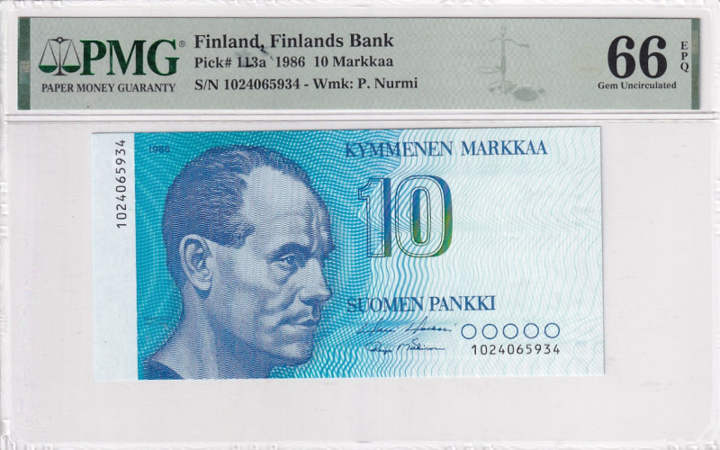 Finland, 10 Markkaa, 1986, UNC, p113a

PMG 66 EPQ

Estimate: USD 25-50