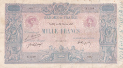 France, 1.000 Francs, 1921, FINE, p67i