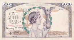 France, 5.000 Francs, 1939, VF, p97a