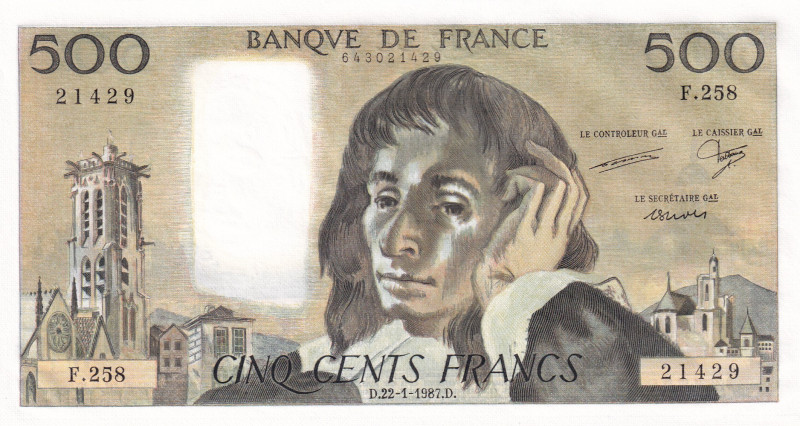 France, 500 Francs, 1987, UNC, p156

Light handling

Estimate: USD 50-100