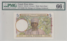 French West Africa, 5 Francs, 1934/1941, UNC, p21