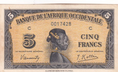 French West Africa, 5 Francs, 1942, XF(+), p28a