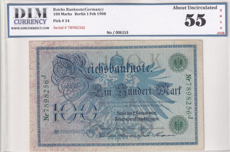 Germany, 100 Mark, 1908, AUNC, p34a

DIM 55

Estimate: USD 20-40