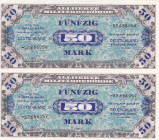 Germany, 50 Mark, 1944, UNC, p196, (Total 2 consecutive banknotes)