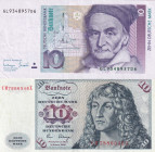 Germany - Federal Republic, 10 Deutsche Mark, 1980/1993, VF / XF, p31d / p38c, (Total 2 banknotes)