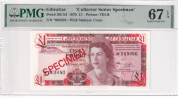 Gibraltar, 1 Pound, 1975, UNC, p20cs1, SPECIMEN