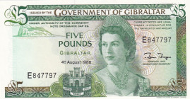 Gibraltar, 5 Pounds, 1988, UNC, p21b