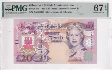 Gibraltar, 20 Pounds, 1995, UNC, p27a