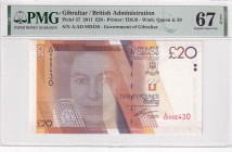 Gibraltar, 20 Pounds, 2011, UNC, p37a, British Adminstration