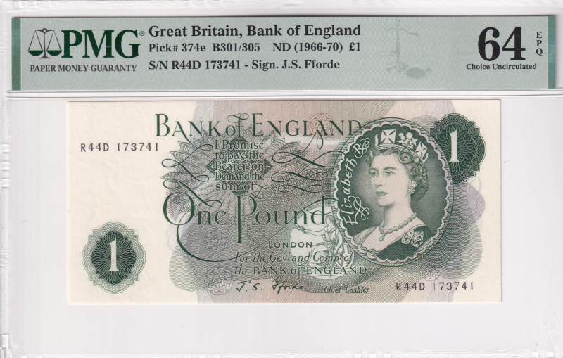 Great Britain, 1 Pound, 1966/1970, UNC, p374e

PMG 64 EPQ, Queen Elizabeth II ...