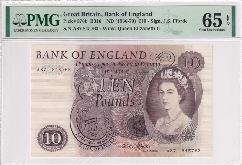 Great Britain, 10 Pounds, 1966/1970, UNC, p376b

PMG 65 EPQ, Queen Elizabeth I...