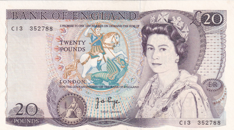 Great Britain, 20 Pounds, 1970/1980, UNC, p380b

Queen Elizabeth II Portrait
...