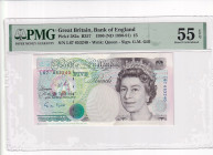 Great Britain, 5 Pounds, 1990/1991, AUNC, p382a