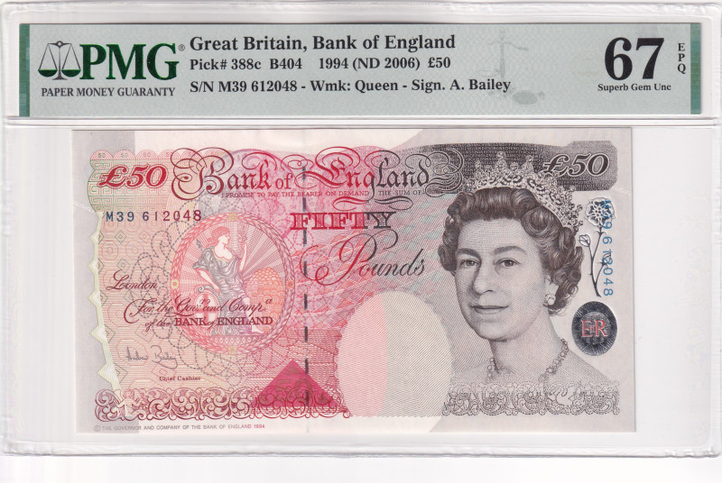 Great Britain, 50 Pounds, 2006, UNC, p388c

PMG 67 EPQ, Queen Elizabeth II Por...