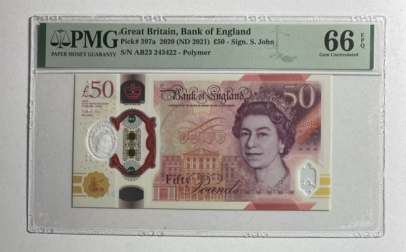 Great Britain, 50 Pounds, 2021, UNC, p397a

PMG 66 EPQ, Queen Elizabeth II. Po...