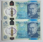 Great Britain, 5 Dollars, 2023, UNC, p398, (Total 2 consecutive banknotes)