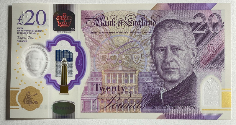 Great Britain, 20 Dollars, 2023, UNC, p400

Polymer, It has serial tracking nu...