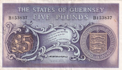 Guernsey, 5 Pounds, 1969/1975, VF, p46b