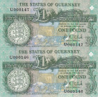 Guernsey, 1 Pound, 1991/2016, UNC, p52c, (Total 2 consecutive banknotes)