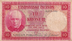 Iceland, 10 Kronur, 1928, VF, p33a