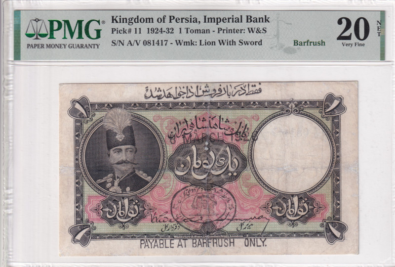 Iran, 1 Toman, 1924-32, VF, p20a, Kingdom of Persia

PMG 20, Imperial Bank

...