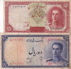 Iran, 5-10 Rials, 1944,p39; p40, (Total 2 banknotes)