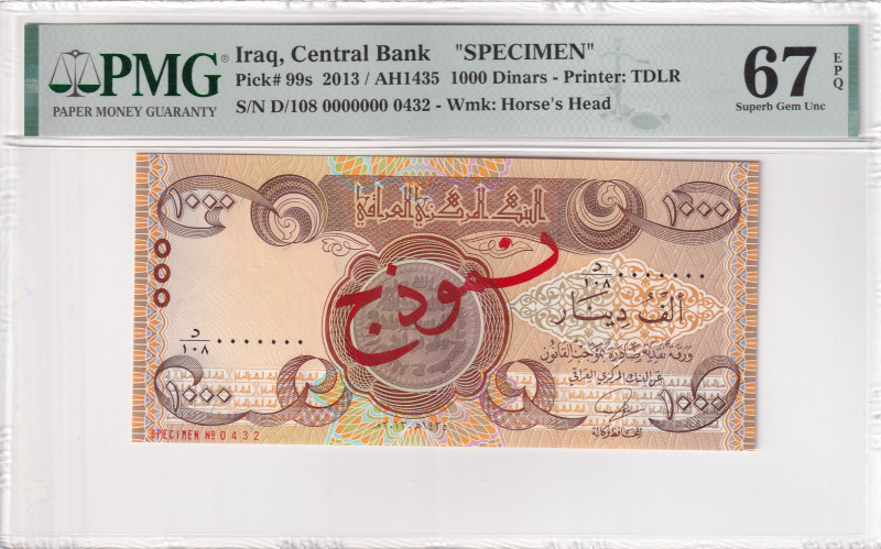 Iraq, 1.000 Dinars, 2013, UNC, p99s, SPECIMEN

PMG 67 EPQ, High condition , Ce...