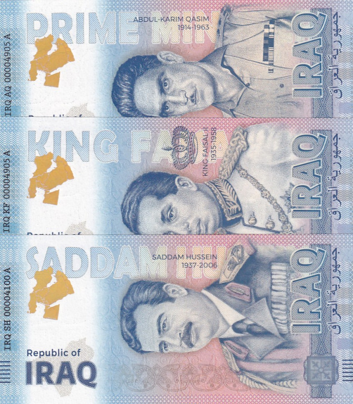 Iraq,UNC,(Total 3 banknotes)

Republic of Iraq- Middle East, Saddam Hussesin, ...