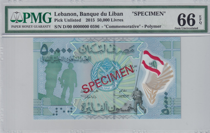 Lebanon, 50.000 Livres, 2015, UNC, p98s, SPECIMEN

PMG 66 EPQ, Banque du Liban...