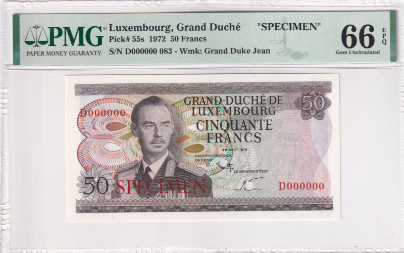 Luxembourg, 50 Francs, 1972, UNC, p55s, Grand Duche

PMG 66 EPQ, The obverse f...