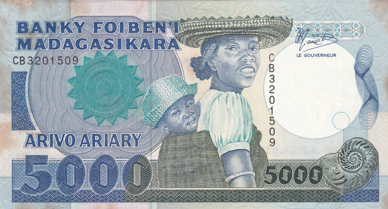 Madagascar, 5.000 Ariary, 1983/1987, UNC, p69

Stained

Estimate: USD 40-80