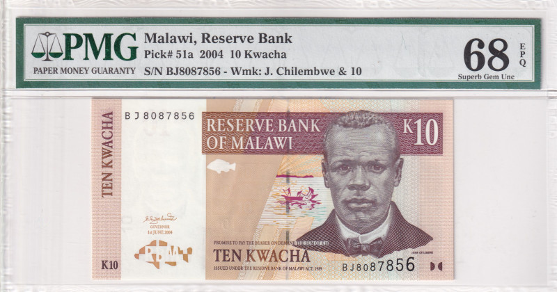 Malawi, 10 Kwacha, 2004, UNC, p51a, Reserve Bank

PMG 68 EPQ, High Condition ,...