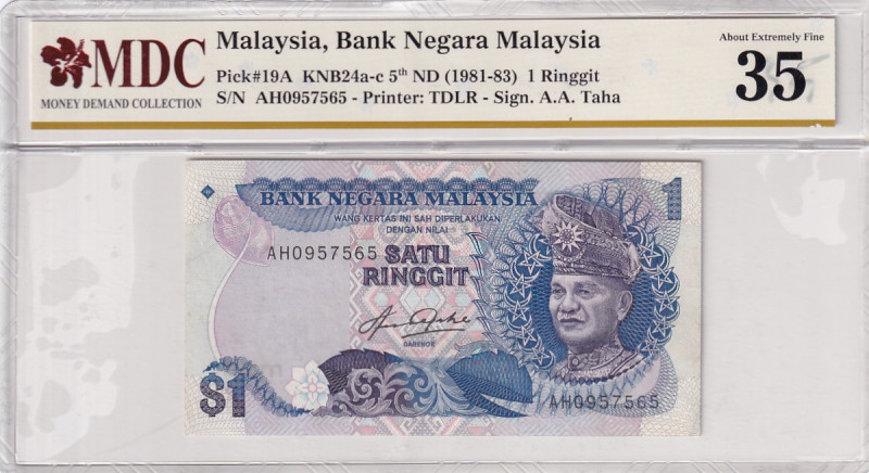 Malaysia, 1 Ringgit, 1981-83, VF, p19A

MDC 35, Bank Negara Malaysia

Estima...