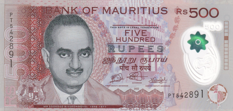 Mauritius, 500 Rupees, 2022, UNC, p66

Polymer

Estimate: USD 20-40