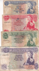 Mauritius, 5-10-25-50 Rupees, 1967,p30; p31; p32; p33, (Total 4 banknotes)