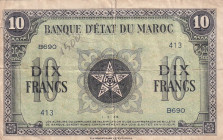 Morocco, 10 Francs, 1944, VF, p25