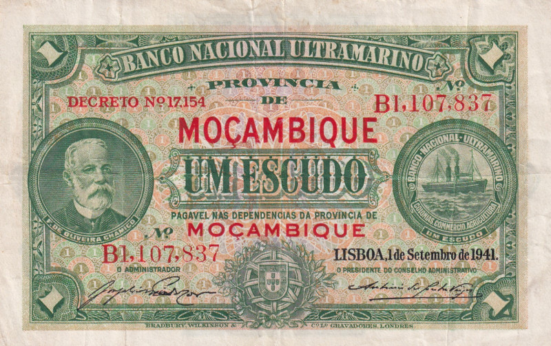 Mozambique, 1 Escudo, 1941, VF, p81

Stained

Estimate: USD 20-40