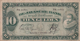 Netherlands Indies, 10 Gulden, 1927, FINE, p70a