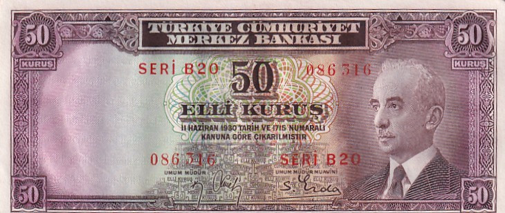 Türkiye, 50 Kurush,UNC, p133, 2.Emission, not treated

Estimate: USD 30-60