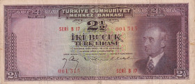 Türkiye, 2 1/2 Lira, 1947, VF, p140a, 3.Emission
