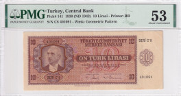 Türkiye, 10 Lira, 1942, AUNC, p141a, 3.Emission