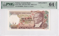 Türkiye, 5.000 Lira, 1990, UNC, p198s, SPECIMEN