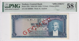 Türkiye, 5 Lira, 1959, AUNC(+), p155s, SPECIMEN